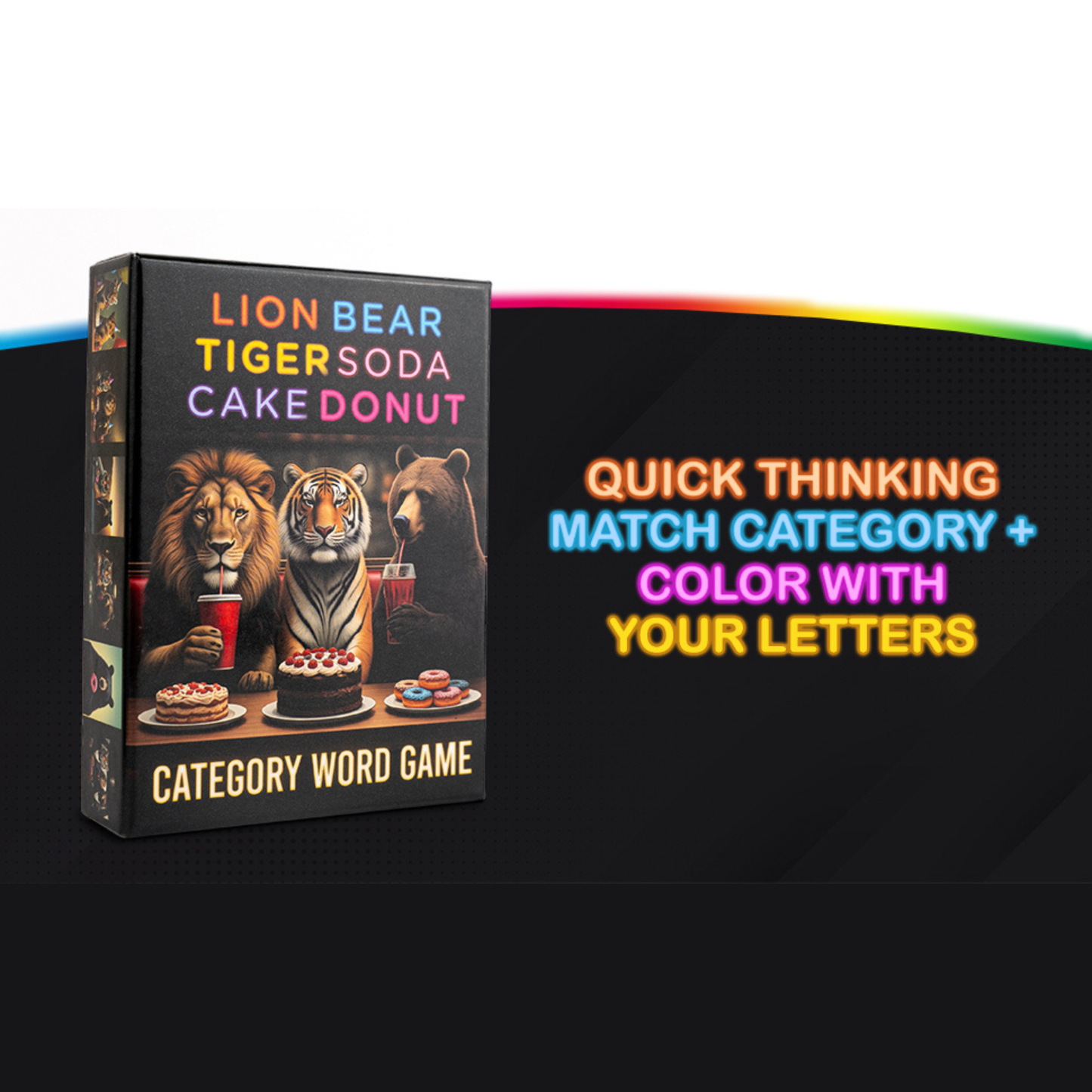 Lion Bear Tiger Cake Donut: Category Word Game